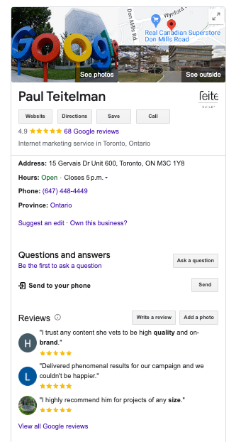 Paul Teitelman's Google Business Profile